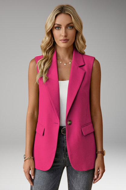 Women's Sleeveless Blazer – Notch Collar Waistcoat
