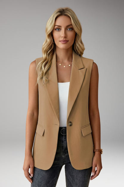 Women's Sleeveless Blazer – Notch Collar Waistcoat