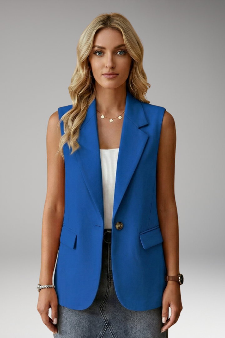 Women's Sleeveless Blazer – Notch Collar Waistcoat