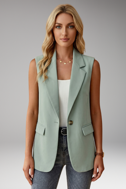 Women's Sleeveless Blazer – Notch Collar Waistcoat