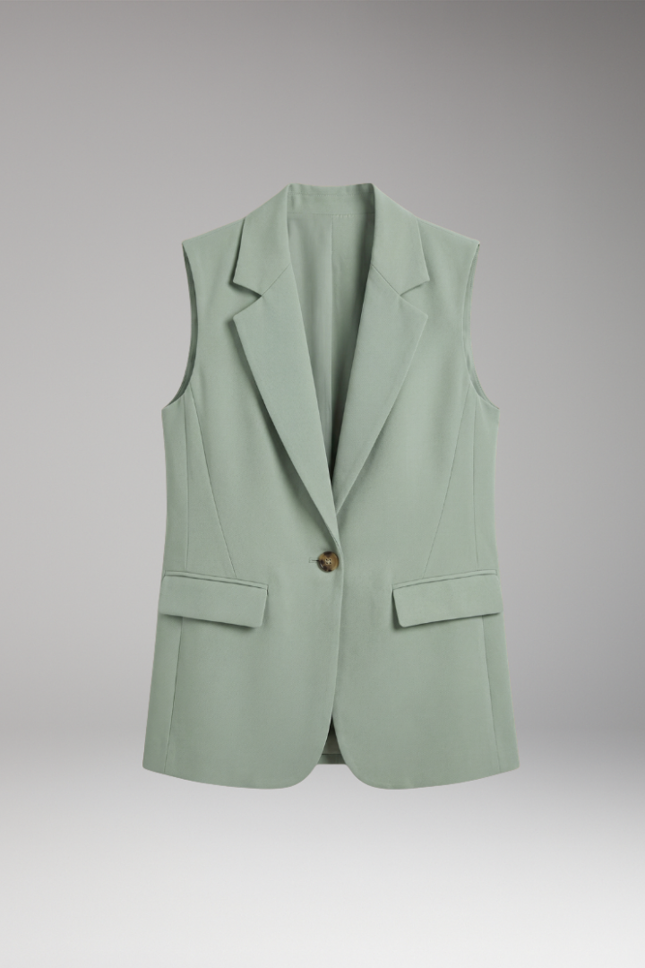 Women's Sleeveless Blazer – Notch Collar Waistcoat