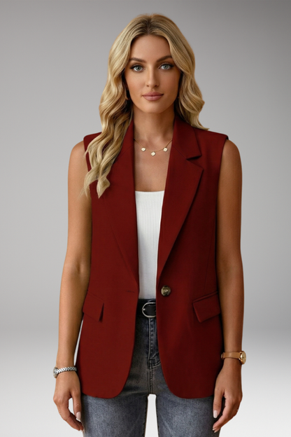 Women's Sleeveless Blazer – Notch Collar Waistcoat