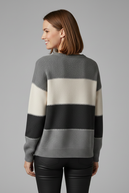 Striped knit pullover – back view