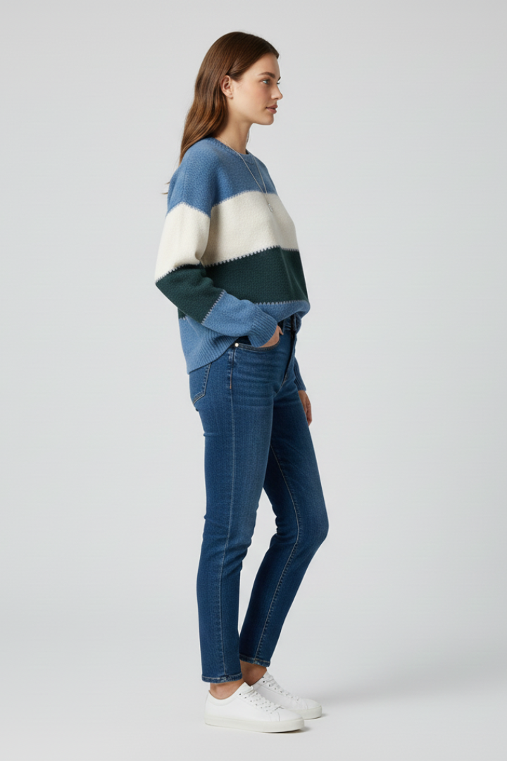 Women's oversized striped sweater – back view