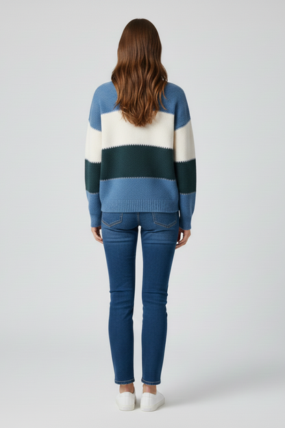 Women's relaxed striped pullover – colour option