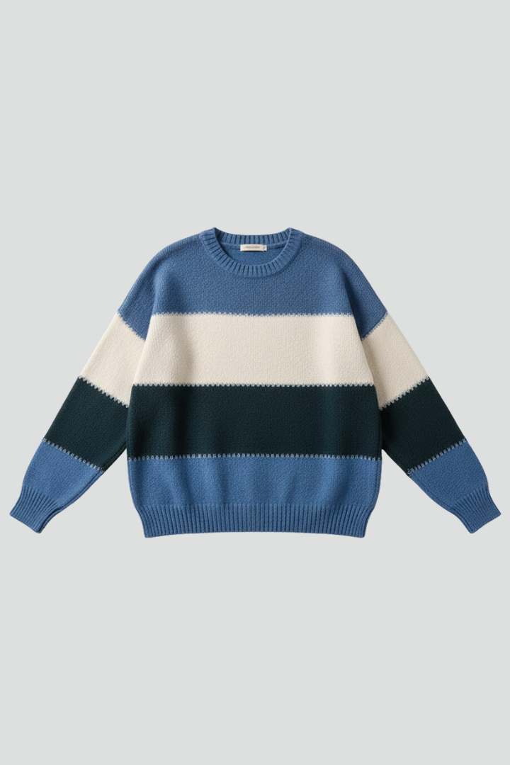 Women's striped sweater – relaxed fit front view