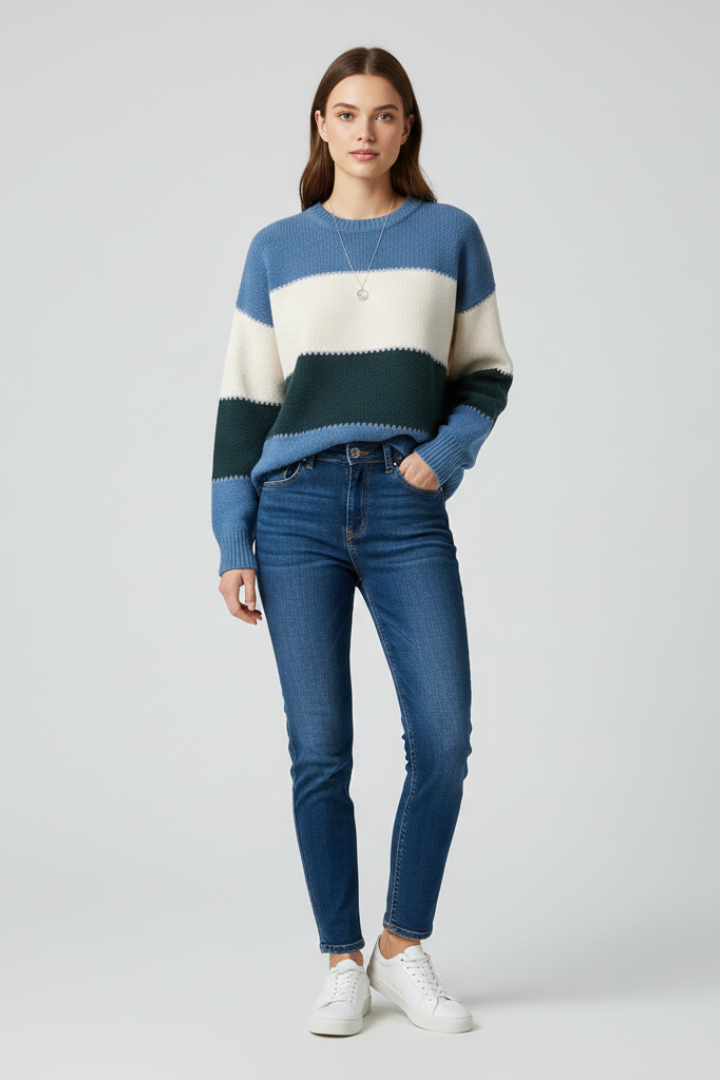 Relaxed fit striped pullover – side view