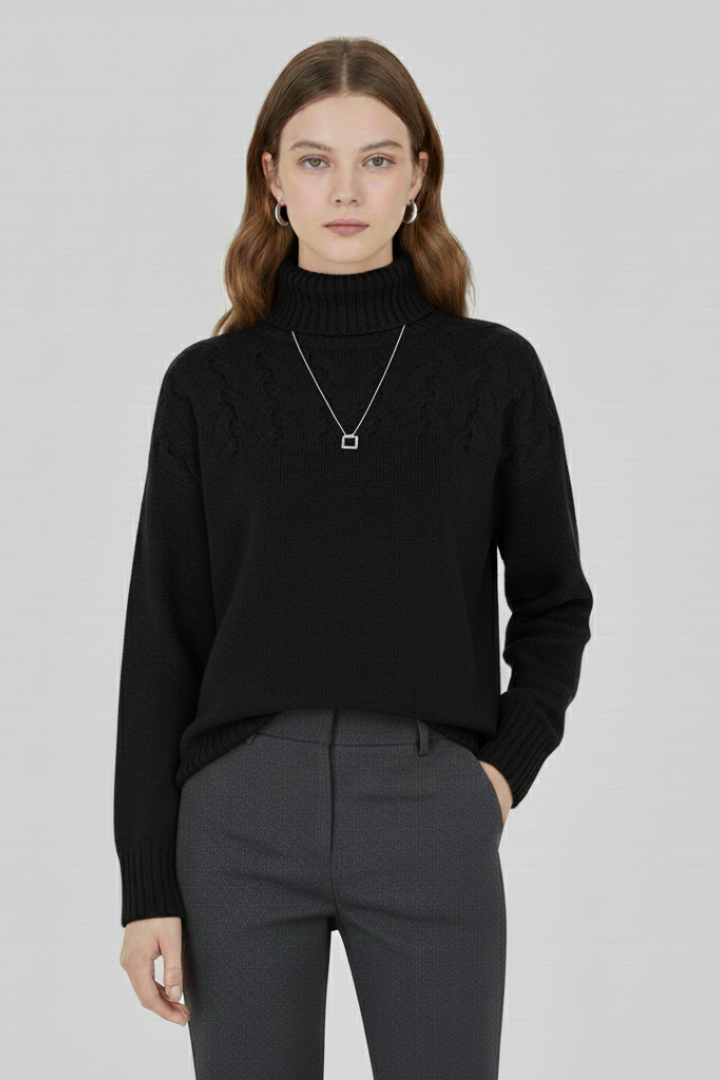 Textured cable knit pullover – full view