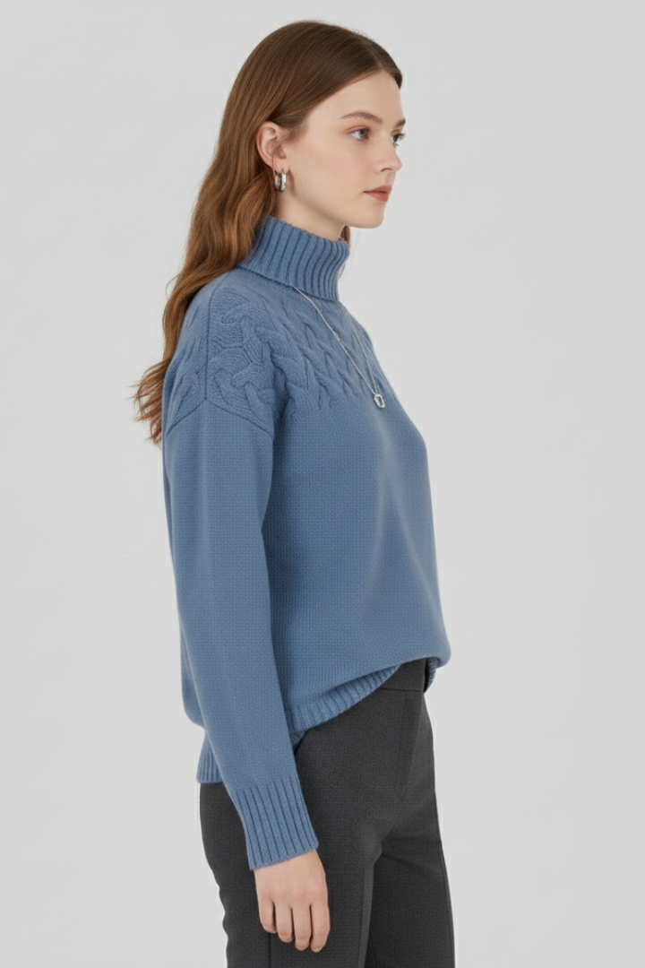 Women's textured winter pullover – side view