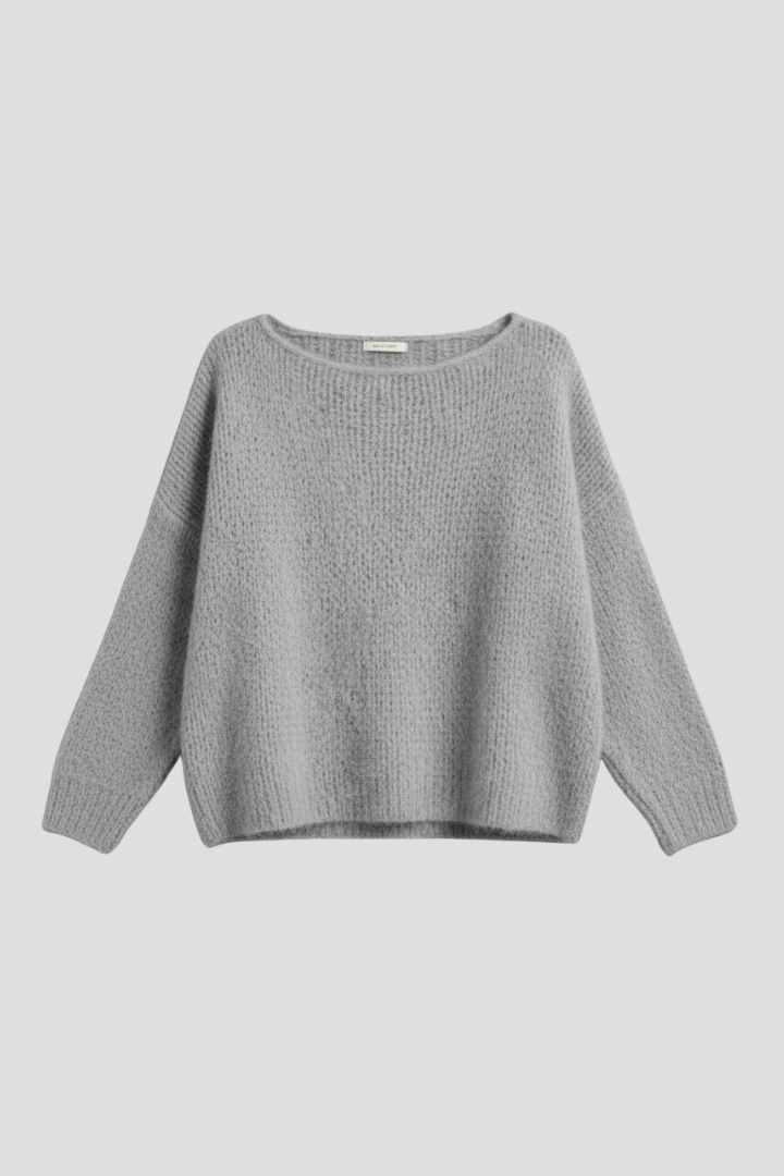 Women's wide neck sweater – brushed knit front view