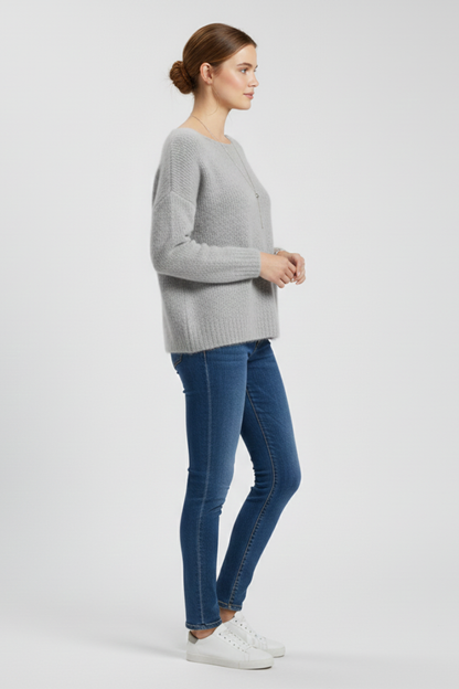 Wide neck cozy pullover – back view