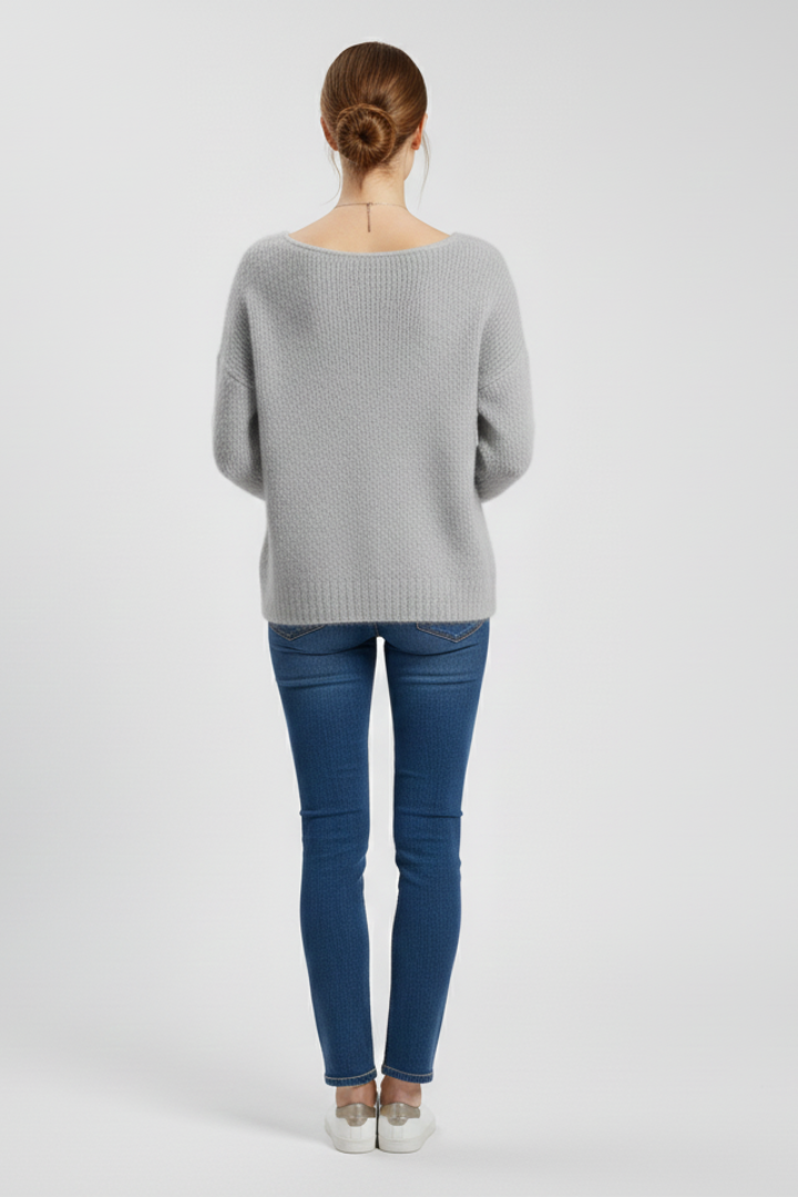 Brushed knit sweater – neckline closeup