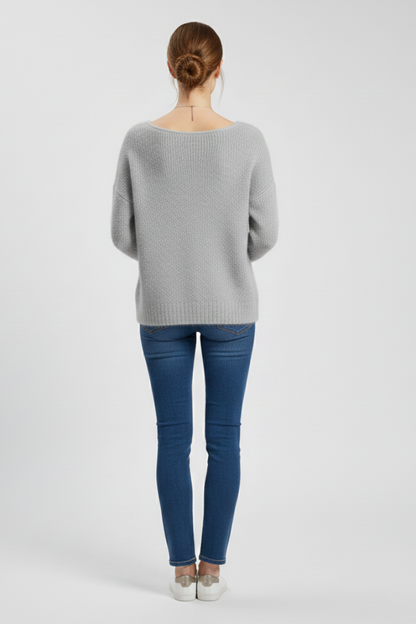 Brushed knit sweater – neckline closeup