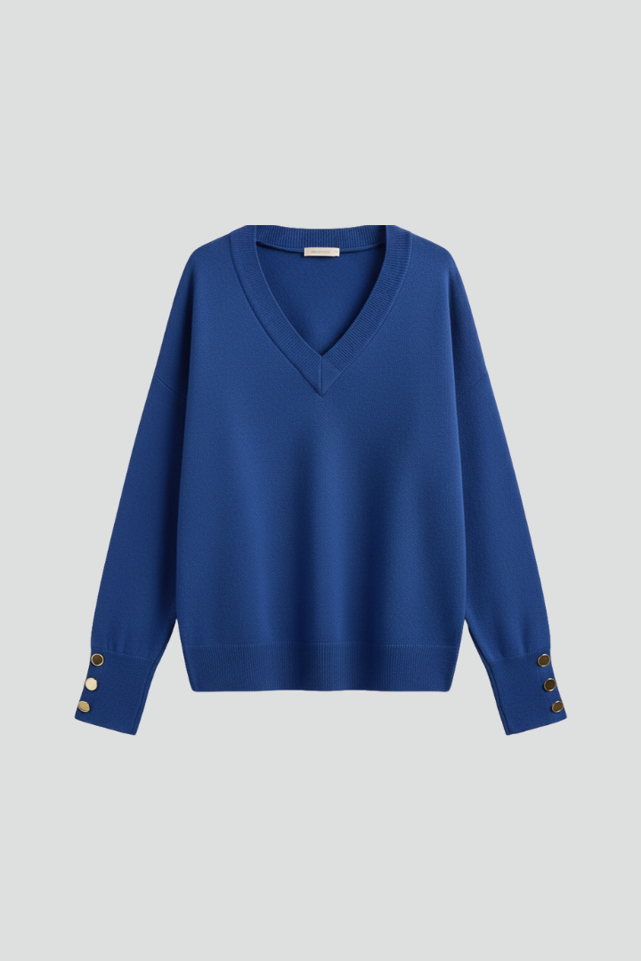 Women's v-neck sweater – dropped shoulder front view
