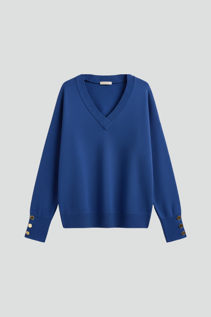 Women's v-neck sweater – dropped shoulder front view