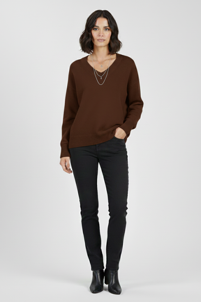 Women's V-Neck Pullover Sweater – Long Sleeve Knitwear