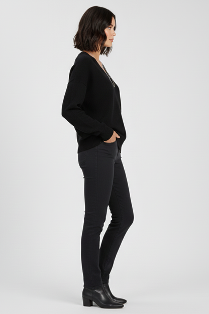 Women's lightweight knit pullover – side view