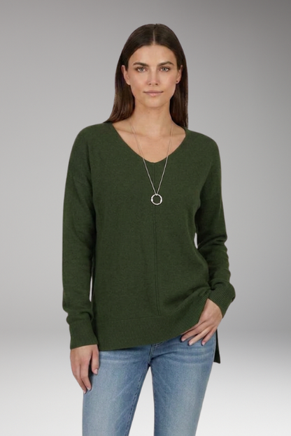 V-neck chevron sweater – full outfit