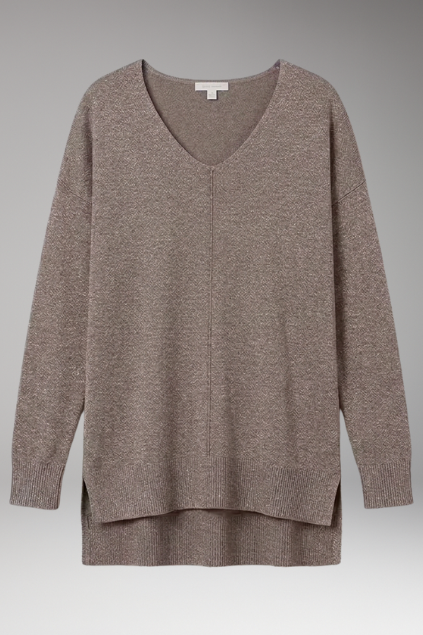 Women's v-neck chevron knit sweater – front view