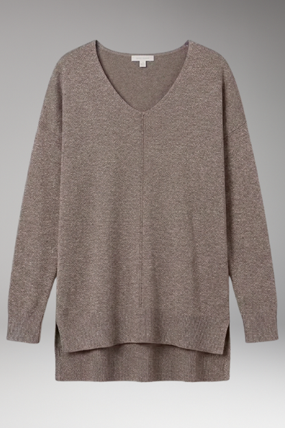 Women's v-neck chevron knit sweater – front view