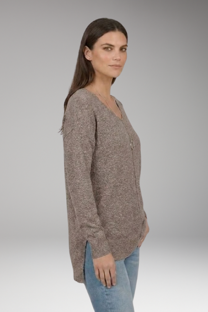 V-neck textured sweater – side view