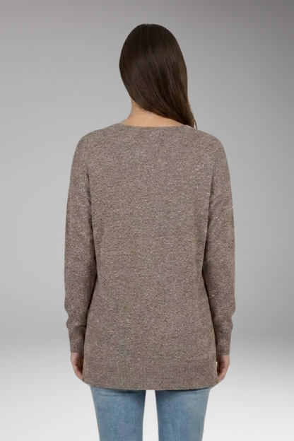 Textured v-neck sweater – neckline detail