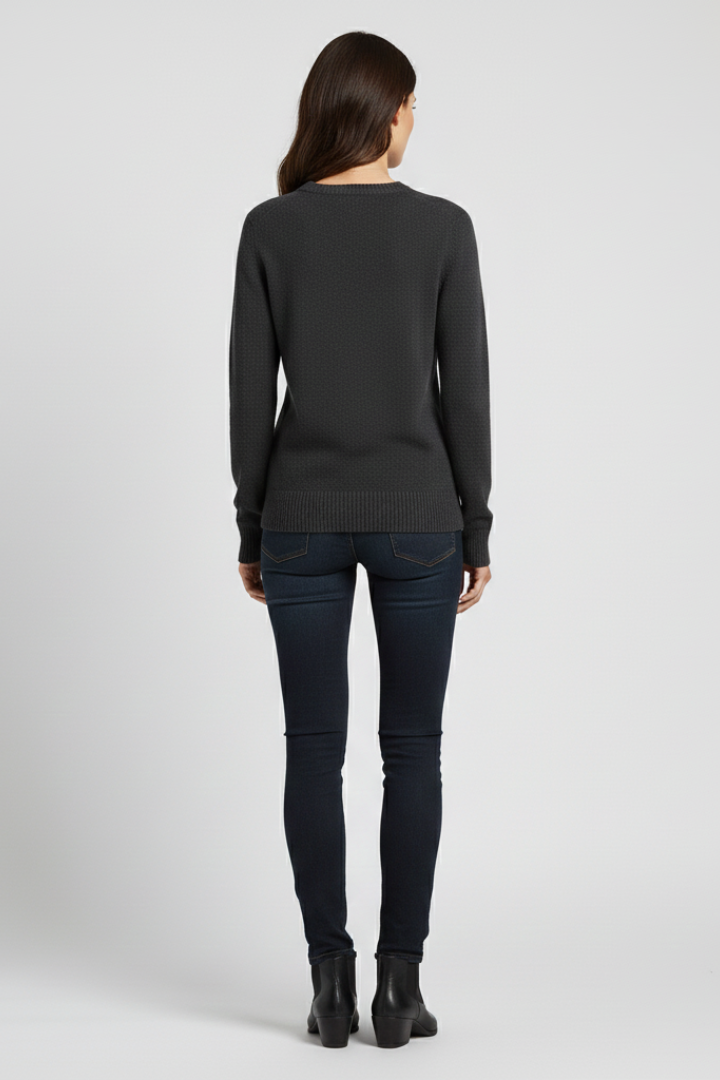 Knitted sweater with ribbed hem – back view