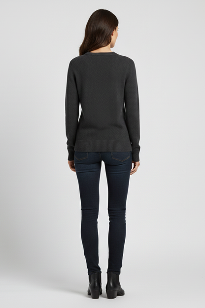 Knitted sweater with ribbed hem – back view