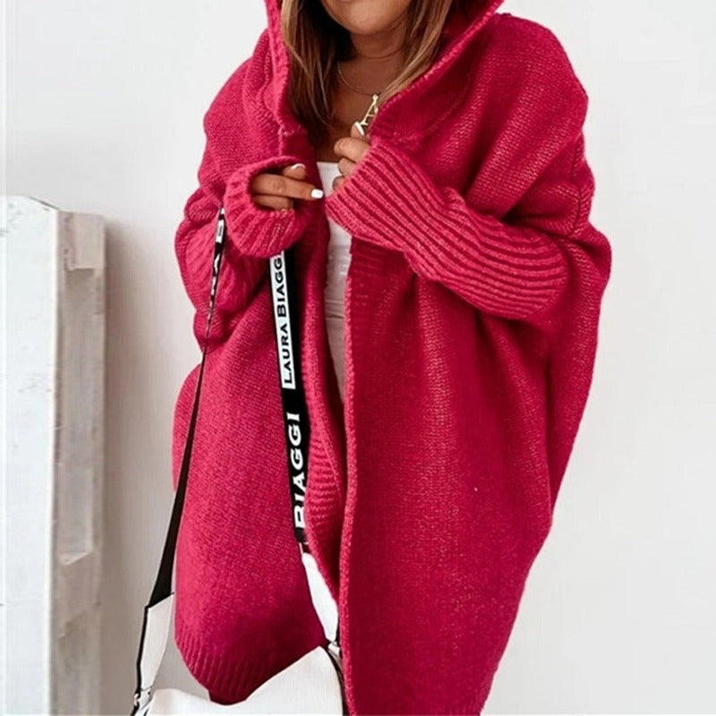 Women's Hooded Knit Cardigan – Longline Cozy Layer