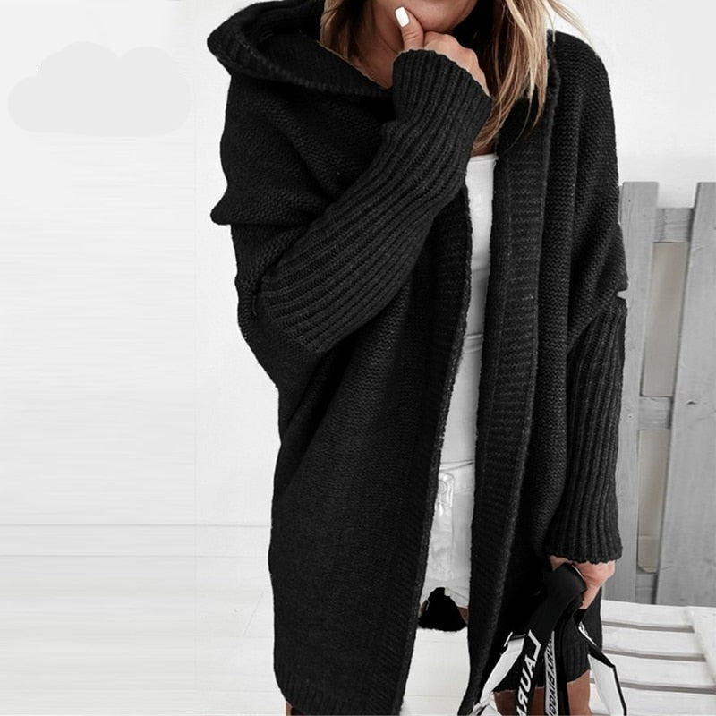 Hooded knit cardigan – back view