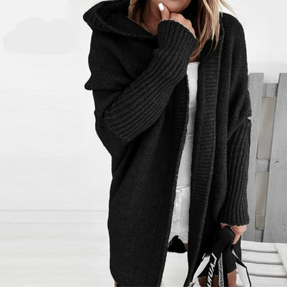 Hooded knit cardigan – back view