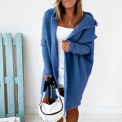 Women's Hooded Knit Cardigan – Longline Cozy Layer