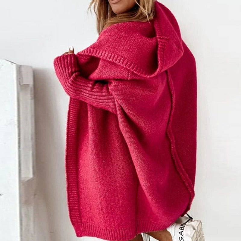 Women's Hooded Knit Cardigan – Longline Cozy Layer