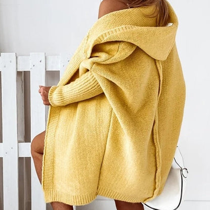 Hooded knit cardigan – full length view