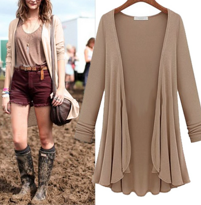 Long sleeve ruffled cardigan – ruffle detail