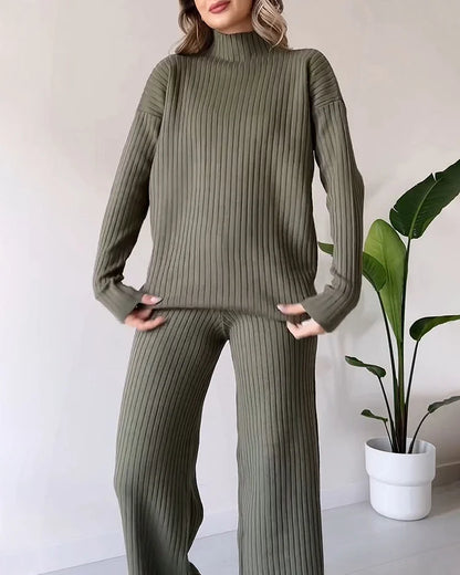 Women's Casual Knit Co-Ord – Side Slit Two-Piece Set