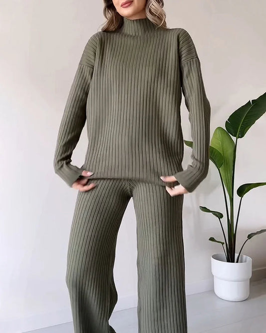 Women's Casual Knit Co-Ord – Side Slit Two-Piece Set