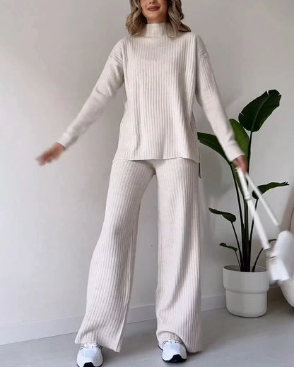 Women's Casual Knit Co-Ord – Side Slit Two-Piece Set