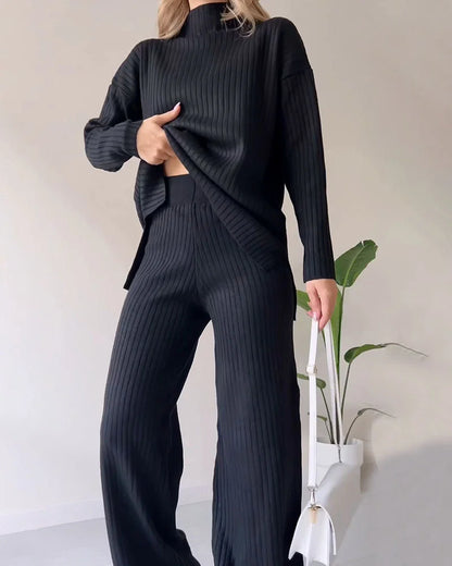 Women's Casual Knit Co-Ord – Side Slit Two-Piece Set