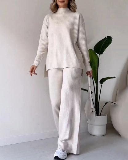 Women's Casual Knit Co-Ord – Side Slit Two-Piece Set