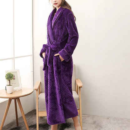 Women's Fleece Bathrobe – Warm Hooded Dressing Gown