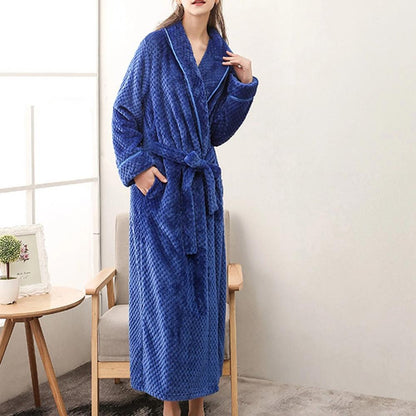 Women's Fleece Bathrobe – Warm Hooded Dressing Gown