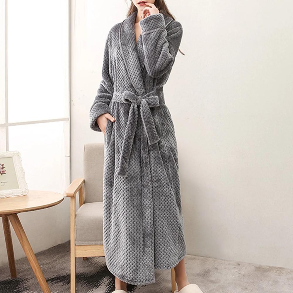 Women's Fleece Bathrobe – Warm Hooded Dressing Gown
