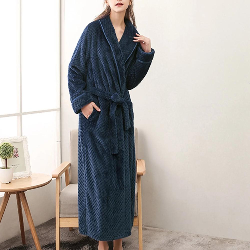 Women's Fleece Bathrobe – Warm Hooded Dressing Gown