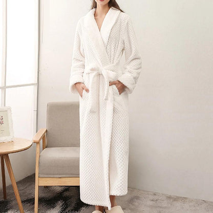Women's Fleece Bathrobe – Warm Hooded Dressing Gown