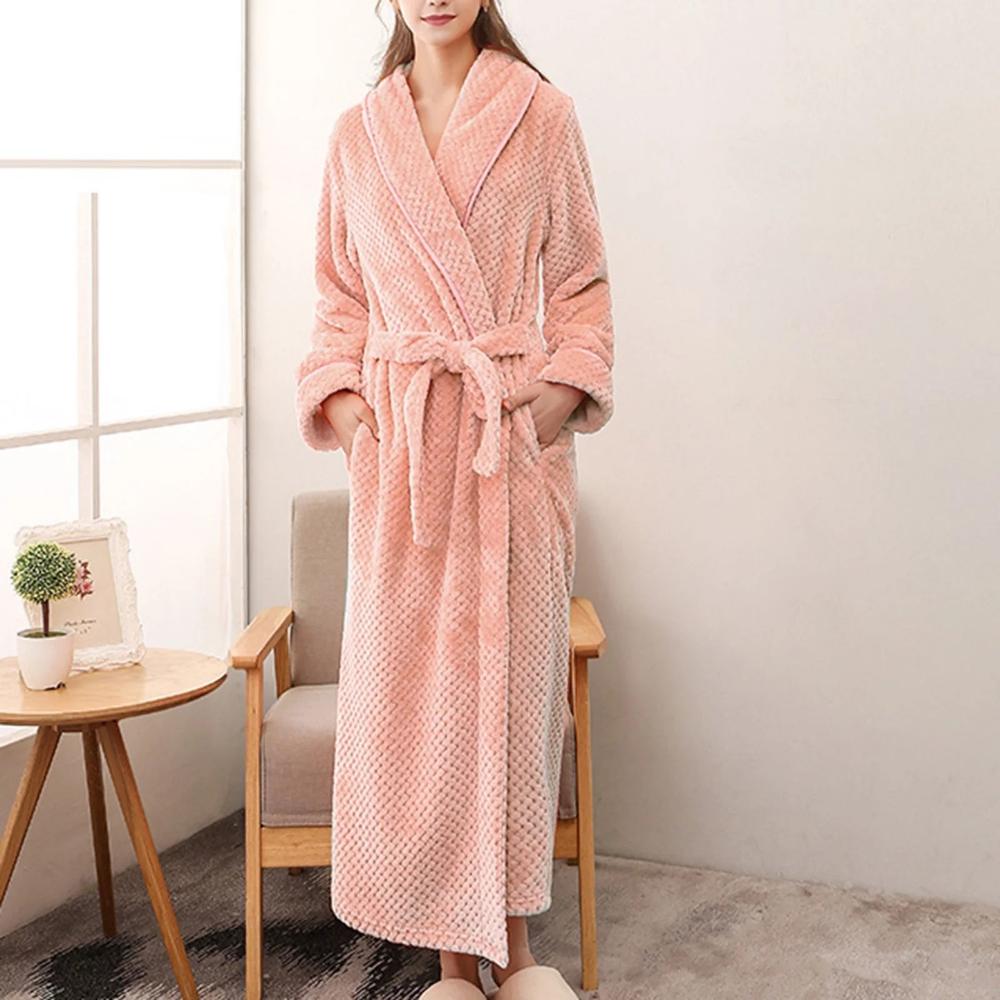 Women's Fleece Bathrobe – Warm Hooded Dressing Gown