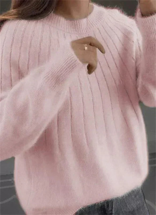 Fluffy knit pullover – plush texture detail