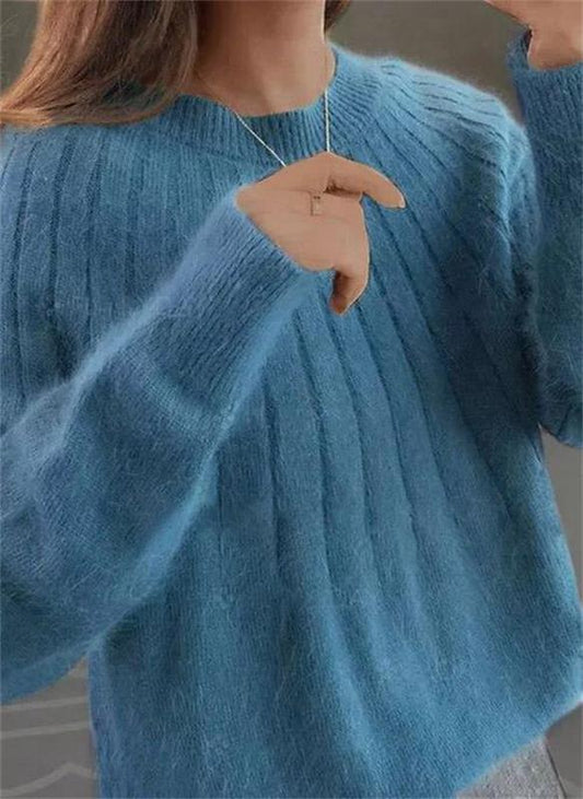 Women's fluffy knit sweater – textured comfort front view