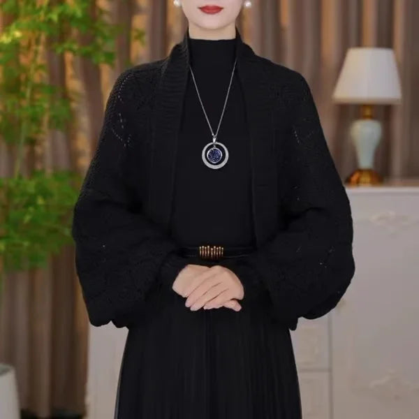 Scarf collar cardigan – integrated collar detail