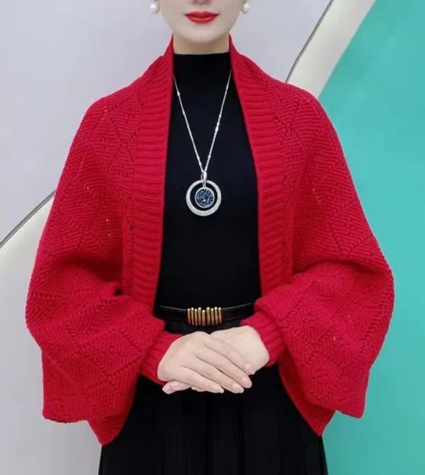 Women's knitted scarf collar – styled view